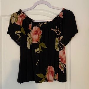 Black floral off the shoulder top
